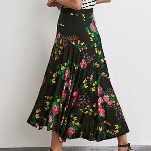 Cabi Wrap Skirt Medium Floral Drama Midi Black 5700